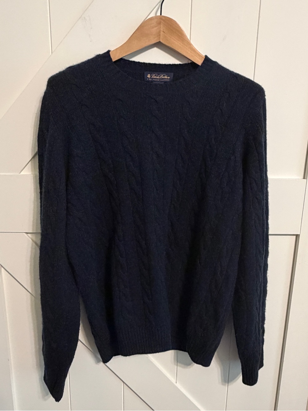 Brooks Brothers 100% Cashmere Cable Knit Sweater Men’s M Navy Scottish Made